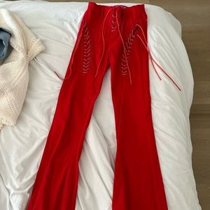 Red edikted flared tied up pant size small